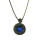 N-5203   vintage style bronze snake link chian big round charms rhinestone blue crystal pendant long necklace