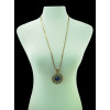 N-5203   vintage style bronze snake link chian big round charms rhinestone blue crystal pendant long necklace
