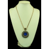 N-5203   vintage style bronze snake link chian big round charms rhinestone blue crystal pendant long necklace