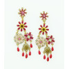 E-3304 European Style gold plated crystal  Enamel Flower Fringe dangle earrings