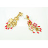 E-3304 European Style gold plated crystal  Enamel Flower Fringe dangle earrings