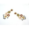 E-3304 European Style gold plated crystal  Enamel Flower Fringe dangle earrings