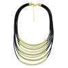 N-5209  European style golden crescent multilayer thin wine ribbon short chain clavicle necklace
