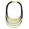 N-5209  European style golden crescent multilayer thin wine ribbon short chain clavicle necklace