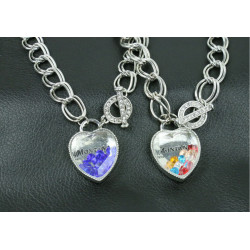 N-5208  New romantic blue glass heart crystal beads pendants necklace multi chunky chain necklace women costume accessories gifts
