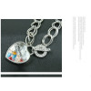 N-5208  New romantic blue glass heart crystal beads pendants necklace multi chunky chain necklace women costume accessories gifts