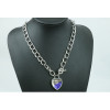 N-5208  New romantic blue glass heart crystal beads pendants necklace multi chunky chain necklace women costume accessories gifts
