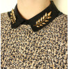 P-0145  European Gold Silver Plated Alloy Leaf  Collar Pin Brooch