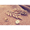 P-0145  European Gold Silver Plated Alloy Leaf  Collar Pin Brooch