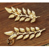 P-0145  European Gold Silver Plated Alloy Leaf  Collar Pin Brooch