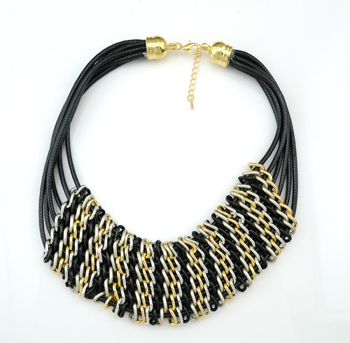 N-5206  Korea Style Link Chain  Gold Plated Round Flower Chunky Necklace Women 4 Colors