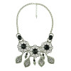 N-5215  Vintage silver alloy round african gem stone bead howllow out flower rivets pendants necklaces for women