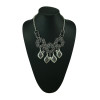 N-5215  Vintage silver alloy round african gem stone bead howllow out flower rivets pendants necklaces for women