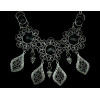 N-5215  Vintage silver alloy round african gem stone bead howllow out flower rivets pendants necklaces for women