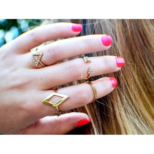 R-1149 European fashion style rhomb triangle arrows diamond ring sets
