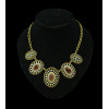 N-5220  Vintage Golden Alloy Rhinestone Ellipse  burst Stone Necklace