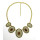 N-5220  Vintage Golden Alloy Rhinestone Ellipse  burst Stone Necklace