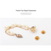 Korea style gold plated  alloy fox pearl chain rhinestone pin collar brooch