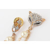 Korea style gold plated  alloy fox pearl chain rhinestone pin collar brooch