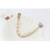Korea style gold plated  alloy fox pearl chain rhinestone pin collar brooch