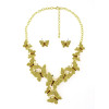 N-5221  Silver Golden Alloy Rhinestone Butterfly Earring Necklace Jewelry Set