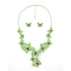 N-5221  Silver Golden Alloy Rhinestone Butterfly Earring Necklace Jewelry Set