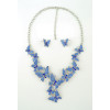 N-5221  Silver Golden Alloy Rhinestone Butterfly Earring Necklace Jewelry Set