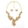 N-5221  Silver Golden Alloy Rhinestone Butterfly Earring Necklace Jewelry Set