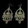 E-3318 New Arrival Vintage Ethnic Women Gold Plated Multicolor Rhinestone & Resins Large Dangling Earrings Jewelry