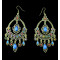 E-3318 New Arrival Vintage Ethnic Women Gold Plated Multicolor Rhinestone & Resins Large Dangling Earrings Jewelry