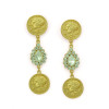 E-3307 European vintage fashion yellow gold head portrait coin pendants dangle earrings rhinestone tear drop earrings for women