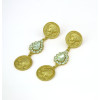 E-3307 European vintage fashion yellow gold head portrait coin pendants dangle earrings rhinestone tear drop earrings for women