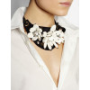 N-5189   Korea Style black silk chain ribbon bead rhinestone collar statement Necklace