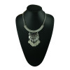N-5231 fashion silver plated alloy crescent rhinestone hollow out flower coin fringe choker necklace earring set