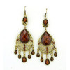 E-3352 Bohemian Style Golden Rhinestone Acrylic Drop Gem Hollow Out Dangle Earring