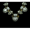 N-5234 European Bronze Metal Crystal Flower Drop Statement Necklace