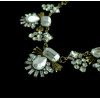N-5234 European Bronze Metal Crystal Flower Drop Statement Necklace