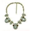 N-5234 European Bronze Metal Crystal Flower Drop Statement Necklace