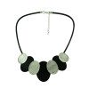 N-5239  Korea Style Hemp Rope Chain Silver Black Metal Ellipse Pendant Necklace