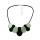 N-5239  Korea Style Hemp Rope Chain Silver Black Metal Ellipse Pendant Necklace