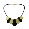 N-5239  Korea Style Hemp Rope Chain Silver Black Metal Ellipse Pendant Necklace