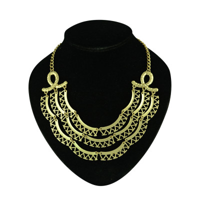 N-5248  Europea style gold plated multi layer three strand crescent pendant women necklace