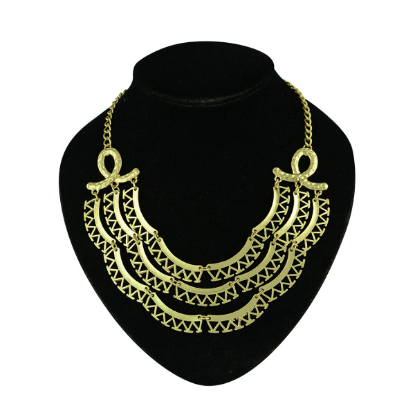 N-5248  Europea style gold plated multi layer three strand crescent pendant women necklace