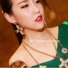 E-3333 Baroque luxury yellow gold plated crystal cross drops earrings pearl flower dangle earrings for women