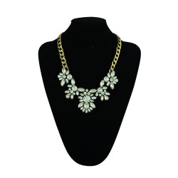 N-5260 European Style Bronze Gem Tone Alloy Brand Clear Rhinestone Drop Crystal Choker Necklace