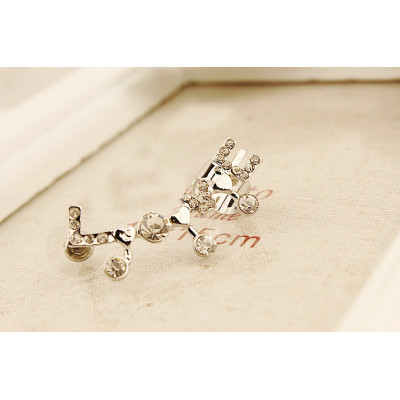 E-3204 Korean style silver plated rhinestone carving LOVE letter left ear cuff on earrings clip accessories