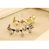 E-3204 Korean style silver plated rhinestone carving LOVE letter left ear cuff on earrings clip accessories