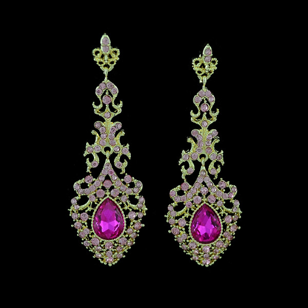 E-3360 New Arrival Fashion Accessories Luxury Charming Alloy Crystal Big Water Drop Long Earrings For Ladies Earring Jewelry Five- color