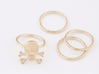 R-1156  New Products Design European Fashion Style Skull Punk Gold Conjoined Ring For Women Costume Jewellry 4pcs/set