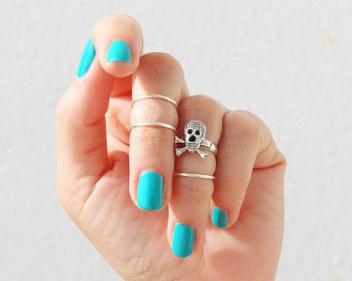 R-1156  New Products Design European Fashion Style Skull Punk Gold Conjoined Ring For Women Costume Jewellry 4pcs/set
